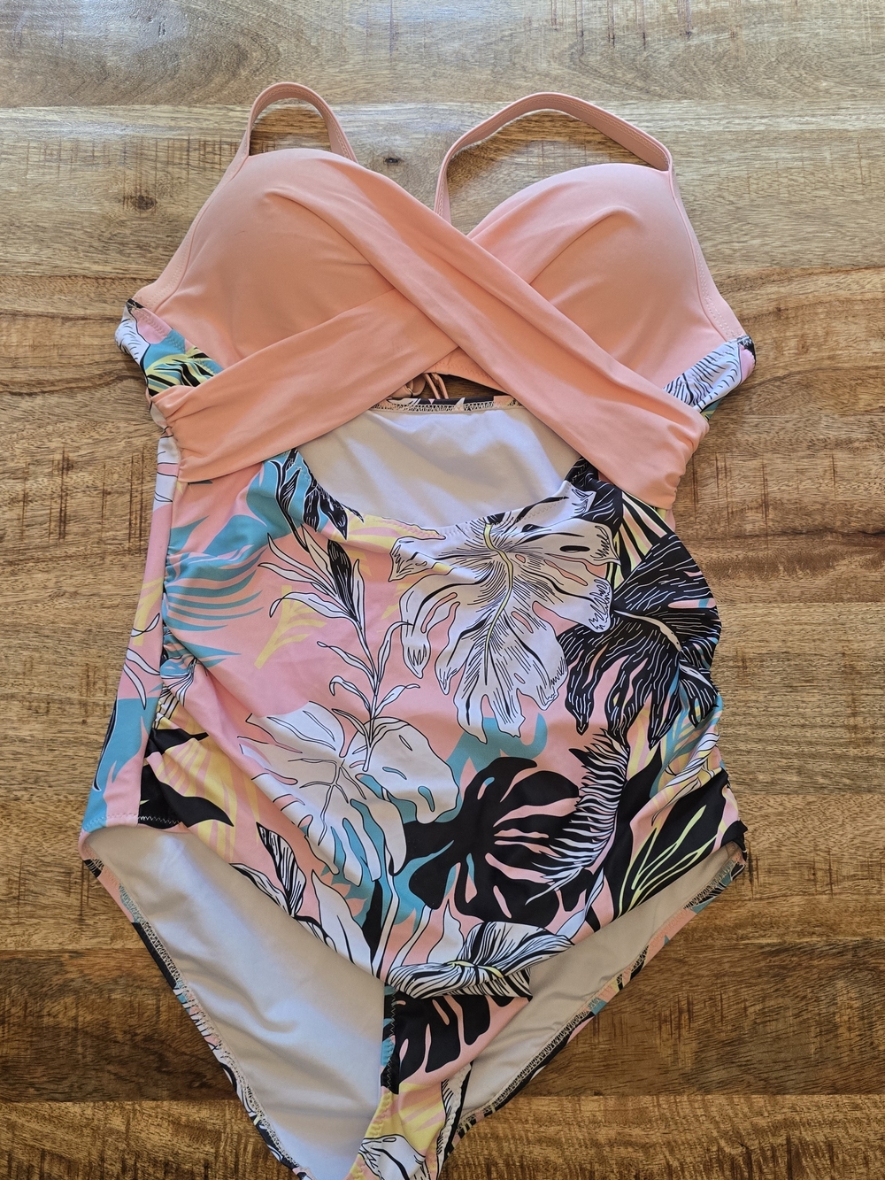 Girls' Coral Tropical Print One-Piece Swimsuit